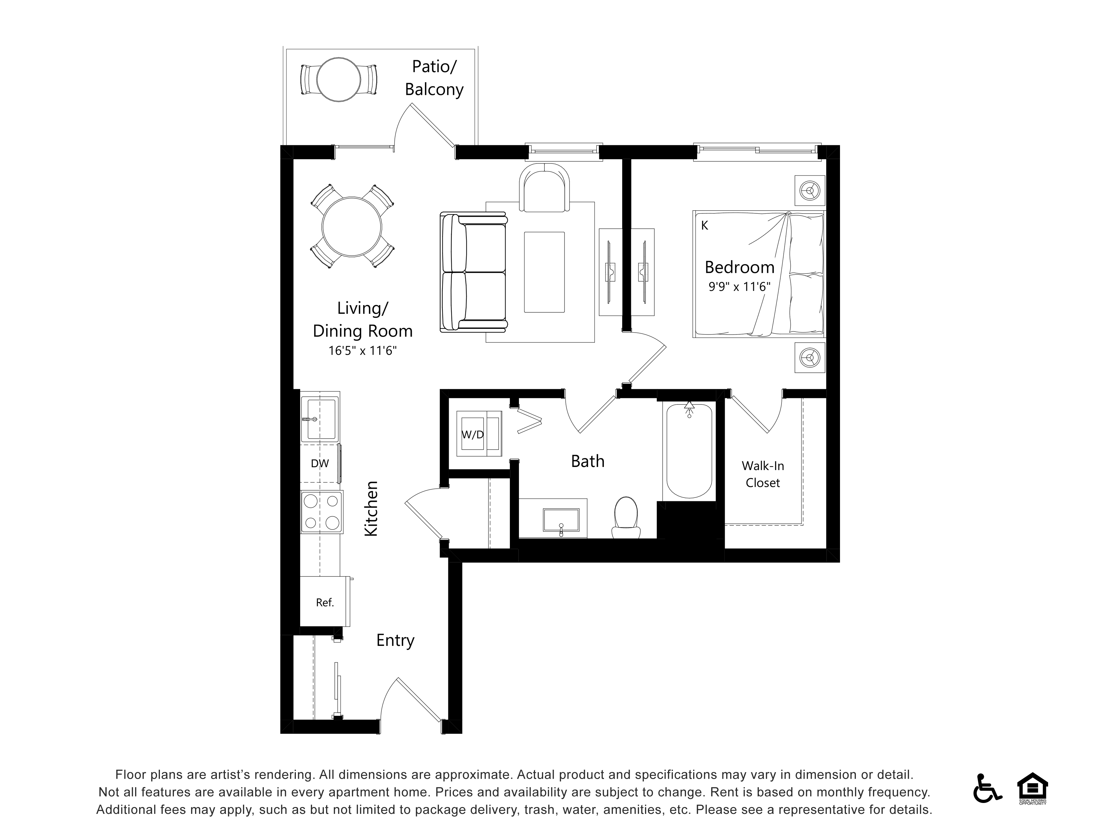 Floor plan layout diagram for 325 - 1 Bed